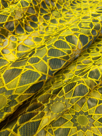Italian jacquard in vibrant yellow color