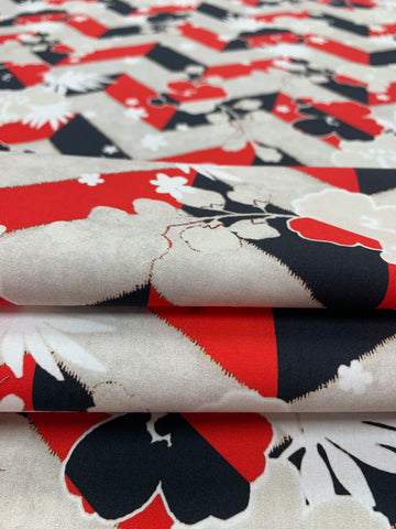 CP-7490W FLORAL CHEVRON PRINT COTTON POPLIN. ITALY