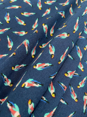 RV-7588W PARROT FLOCK PRINT VISCOSE CHALLIS. ITALY