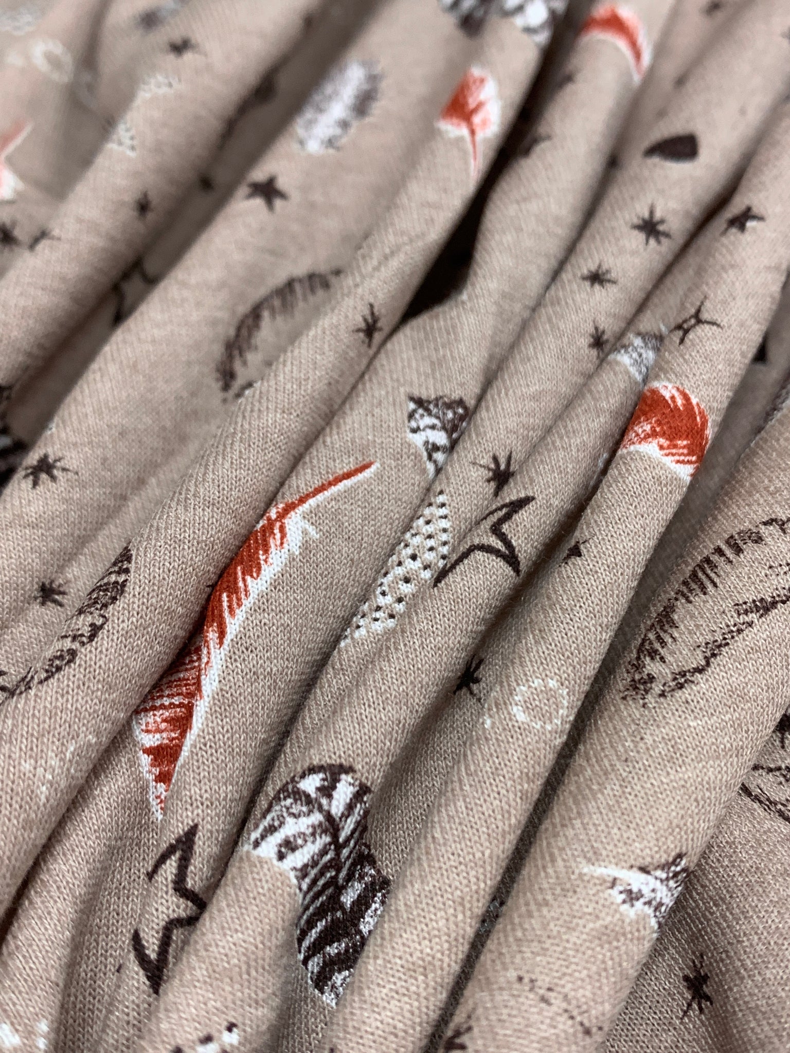 RVK-1578W-A ROCK-'N'-ROLL FEATHER PRINT VISCOSE KNIT. FRANCE - Elliott Berman Textiles