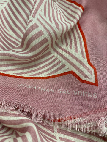 DS-1012-B "ROSE ORIGAMI" - JONATHAN SAUNDERS DIGITAL PRINT CASHMERE SILK SCARF. MADE IN ITALY
