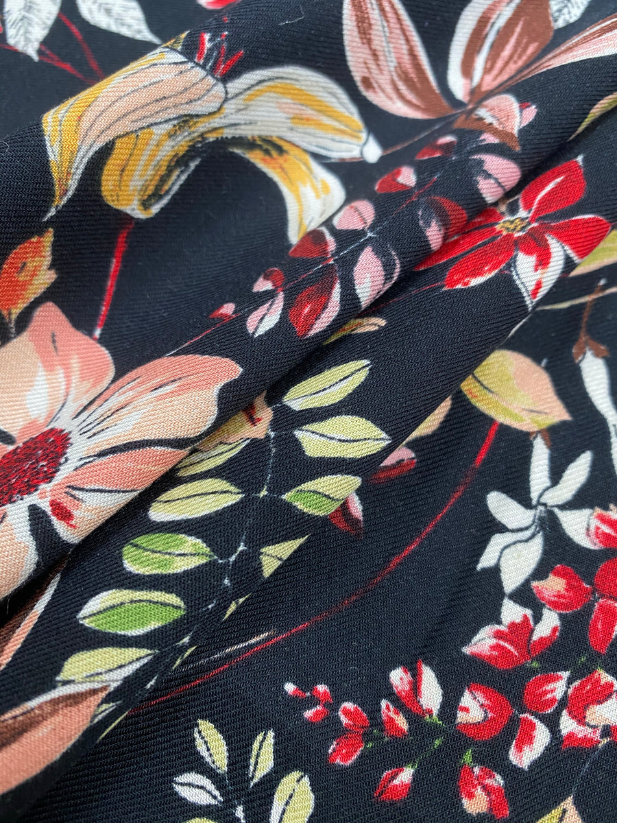 RV-7442W AUTUMN FLORAL VISCOSE TWILL. ITALY – Elliott Berman Textiles