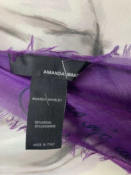 AW-1039 "PEACE" - BRITISH DESIGNER DIGITAL PRINT CASHMERE MODAL SCARF. MADE IN ITALY