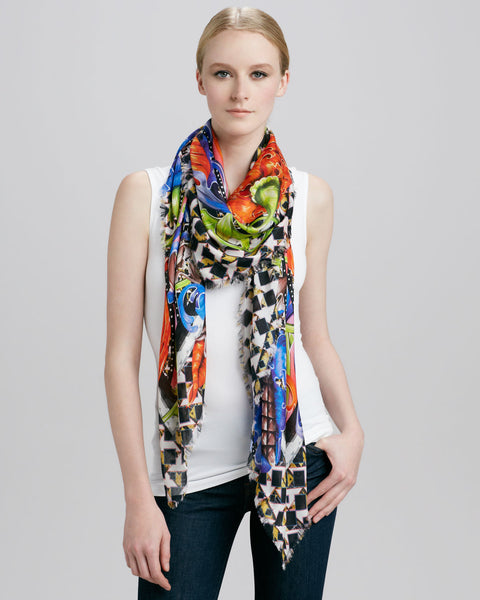 DS-2013 "STONEHENGE" - PETER PILOTTO DIGITAL PRINT CASHMERE MODAL SCARF. MADE IN ITALY